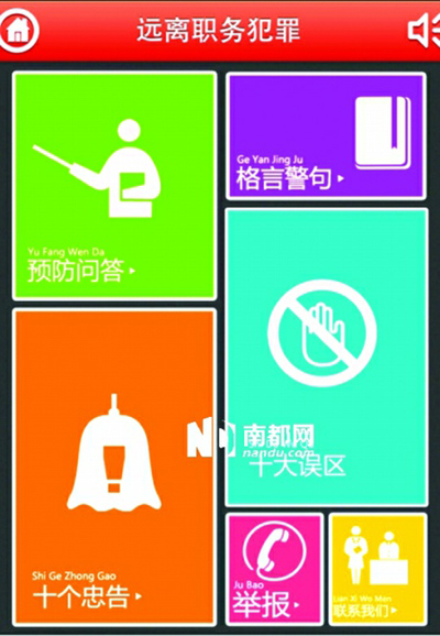 Giao diện phần mềm tố cáo tham nhũng của thành phố Trùng Khánh