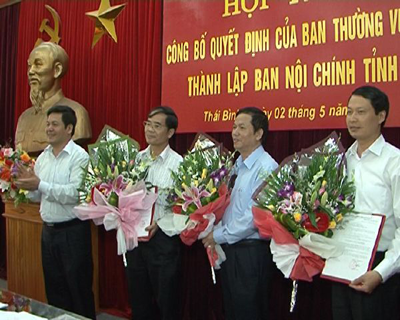 Lễ công bố Quyết định thành lập Ban Nội chính Tỉnh ủy Thái Bình – tháng 5/2013.