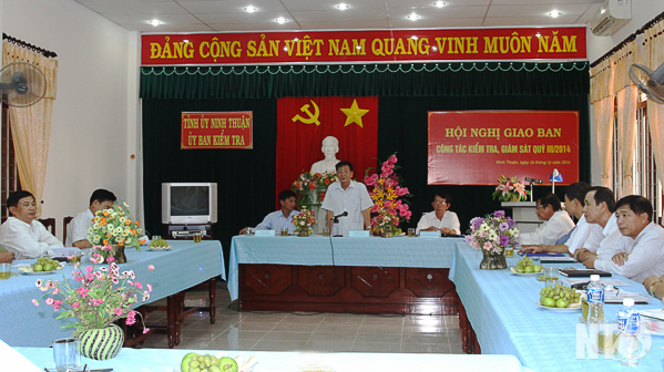 Hội nghị giao ban công tác kiểm tra, giám sát nhằm phòng ngừa tham nhũng quý 3 năm 2014 tỉnh Ninh Thuận