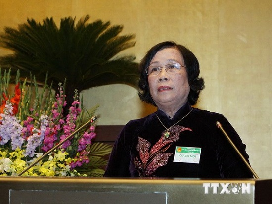 Bộ trưởng Bộ Lao động, Thương binh và Xã hội Phạm Thị Hải Chuyền trả lời chất vấn của đại biểu Quốc hội