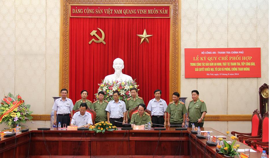 Bộ Công an và Thanh tra Chính phủ ký kết Quy chế phối hợp trong giải quyết khiếu nại - tố cáo và phòng, chống tham nhũng