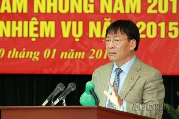 Đồng chí Phạm Anh Tuấn, Phó trưởng Ban Nội chính Trung ương phát biểu tại Hội nghị