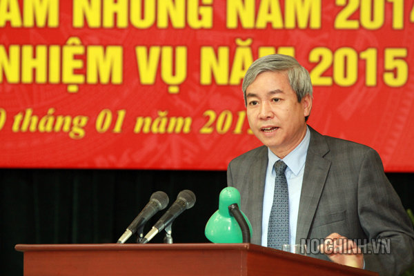 Đồng chí Dương Anh Điền, Bí thư Thành ủy, Chủ tịch HĐND Thành phố Hải Phòng phát biểu tại Hội nghị