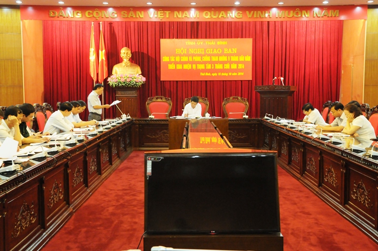 Một Hội nghị giao ban công tác nội chính và phòng, chống tham nhũng tỉnh Thái Bình