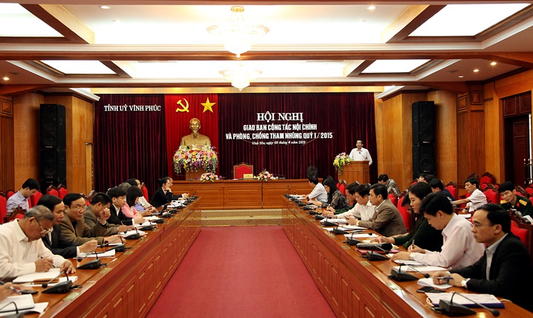 Hội nghị giao ban công tác nội chính và phòng, chống tham nhũng quý I/2015 tỉnh Vĩnh Phúc