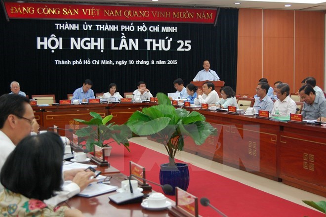 Một hội nghị của Thành ủy Thành phố Hồ Chí Minh. (Ảnh TTXVN)