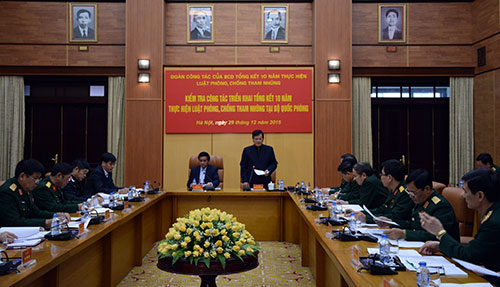 Đoàn công tác của Ban Chỉ đạo tổng kết 10 năm thực hiện Luật phòng, chống tham nhũng kiểm tra tại Bộ Quốc phòng