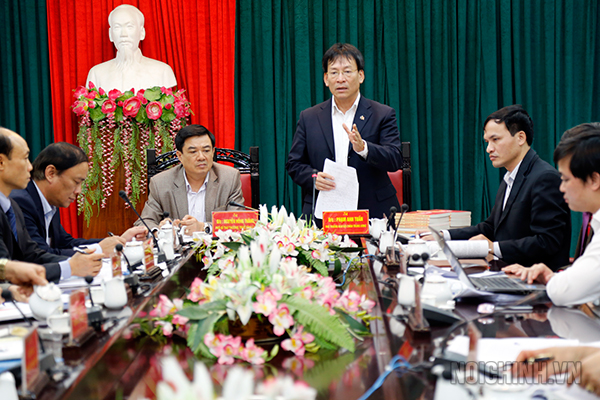 Đồng chí Phạm Anh Tuấn, Phó trưởng Ban Nội chính Trung ương phát biểu tại buổi làm việc