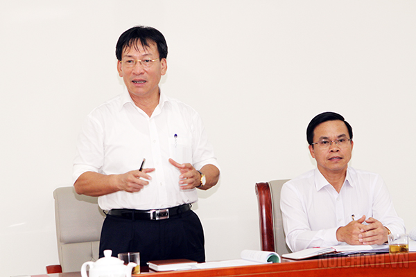 Đồng chí Phạm Anh Tuấn, Phó trưởng Ban Nội chính Trung ương phát biểu tại buổi làm việc