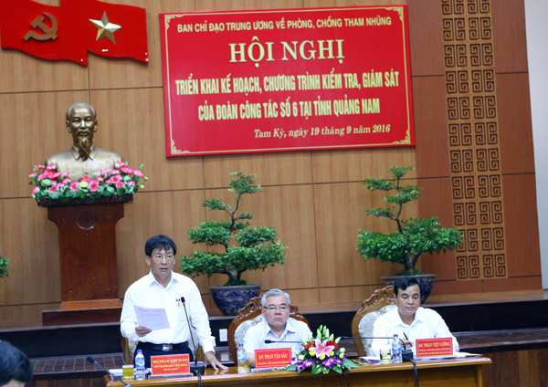 Đồng chí Phạm Anh Tuấn, Phó trưởng Ban Nội chính Trung ương - Phó trưởng Đoàn công tác công bố Kế hoạch kiểm tra, giám sát tại tỉnh Quảng Nam