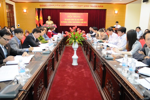 Quang cảnh Hội nghị tập huấn công tác PCTN tỉnh Thái Bình