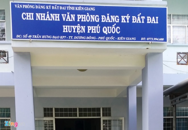 Chi nhánh Văn phòng Đăng ký đất đai huyện Phú Quốc