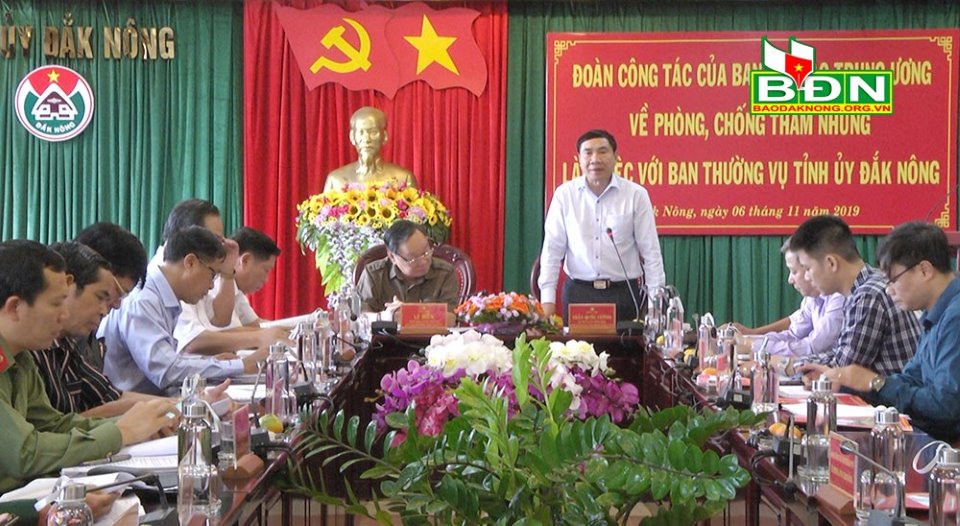 Đoàn công tác của Ban Chỉ đạo Trung ương về phòng, chống tham nhũng công bố Kế hoạch kiểm tra tại tỉnh Đắk Nông