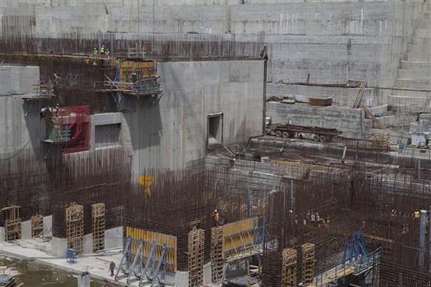 Công nhân Ethiopia tham gia xây dựng đập thủy điện Đại phục hưng ở gần biên giới Ethiopia-Sudan