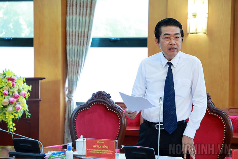 Đồng chí Võ Văn Dũng, Ủy viên Trung ương Đảng, Phó Trưởng ban Thường trực, Bí thư Đảng ủy Cơ quan Ban Nội chính Trung ương phát biểu tại Đại hội