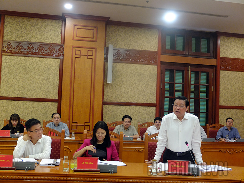 Đồng chí Phan Đình Trạc, Bí thư Trung ương Đảng, Trưởng Ban Nội chính Trung ương, Phó Trưởng ban Thường trực Ban Chỉ đạo Trung ương về phòng, chống tham nhũng, Phó Trưởng ban Thường trực Ban Chỉ đạo Cải cách tư pháp Trung ương&nbsp; phát biểu