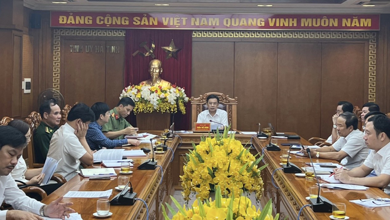 Đồng chíTrần Thế Dũng, Phó Bí thư Thường trực Tỉnh ủy Hà Tĩnh chủ trì buổi làm việc