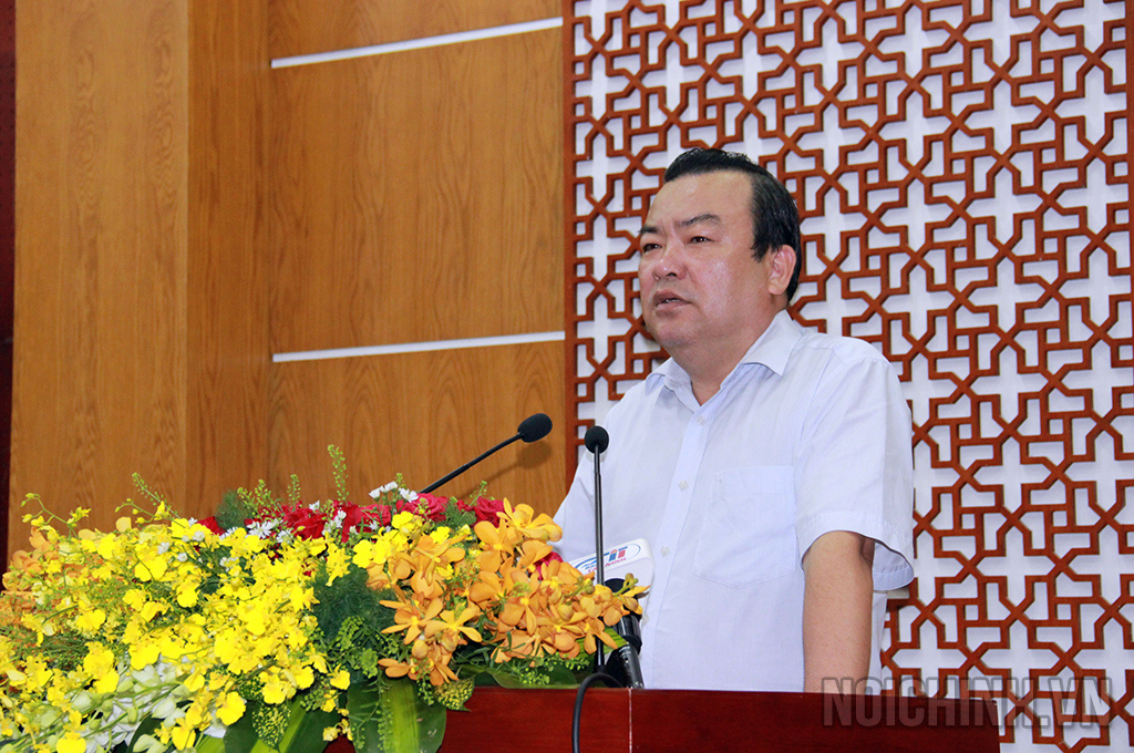 Đồng chí Phạm Hùng Thái, Phó Bí thư Thường trực Tỉnh ủy Tây Ninh phát biểu tại Hội nghị