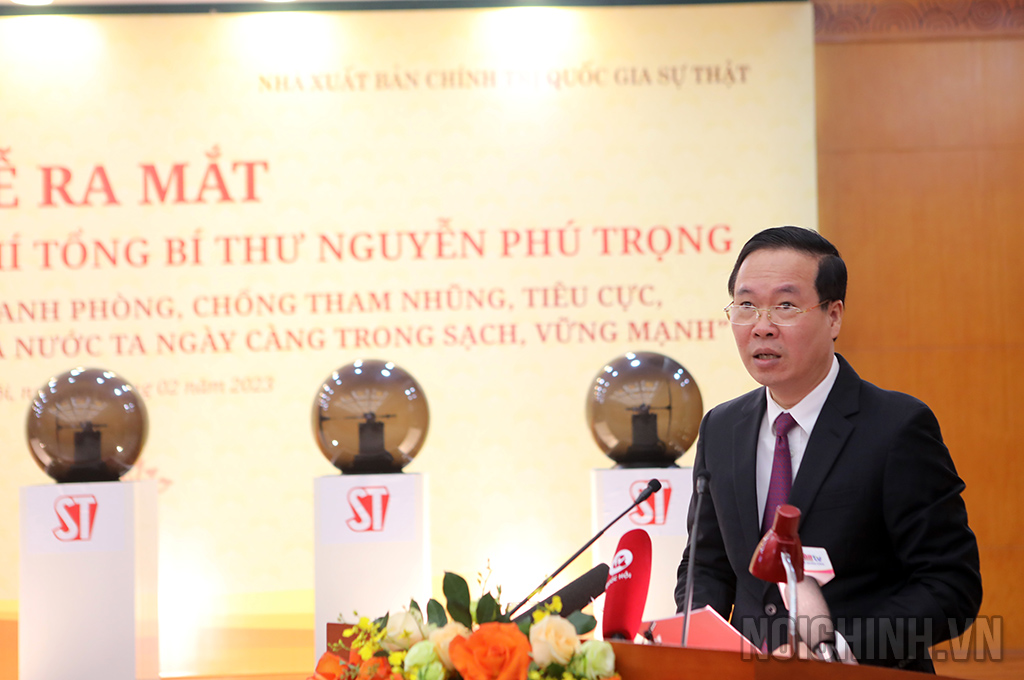 Đồng chí Võ Văn Thưởng, Ủy viên Bộ Chính trị, Thường trực Ban Bí thư phát biểu tại buổi Lễ