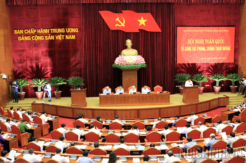 Toàn cảnh Hội nghị toàn quốc về công tác phòng, chống tham nhũng năm 2018 (ảnh Đặng Phước)