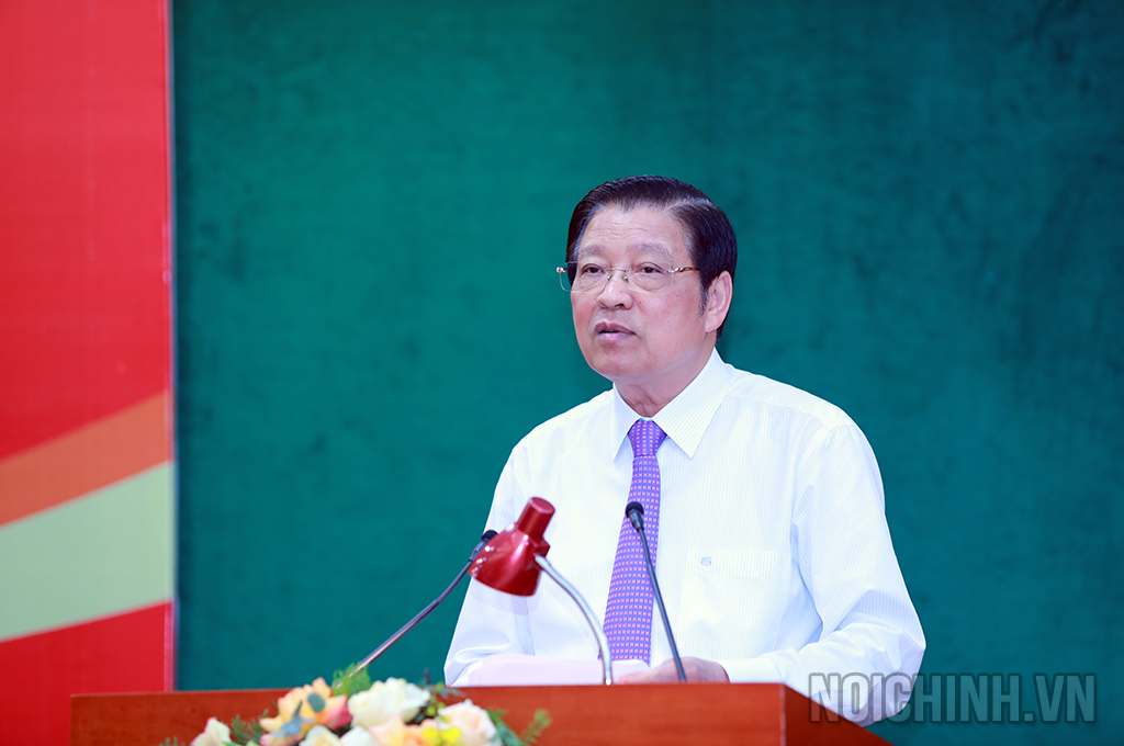 Đồng chí Phan Đình Trạc, Ủy viên Bộ Chính trị, Bí thư Trung ương Đảng, Trưởng Ban Nội chính Trung ương phát biểu kết luận