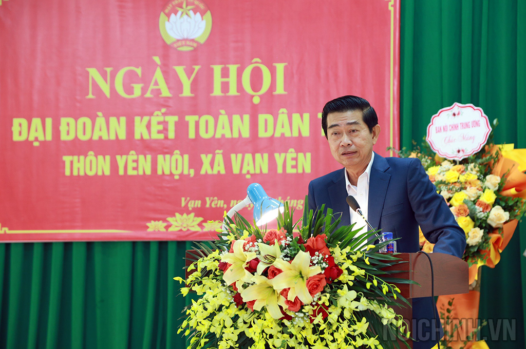 Đồng chí Võ Văn Dũng, Ủy viên Trung ương Đảng, Phó Trưởng ban Thường trực Ban Nội chính Trung ương, Ủy viên Ban Chỉ đạo Trung ương về phòng, chống tham nhũng phát biểu tại Ngày hội