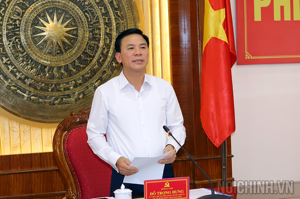 Đồng chí Đỗ Trọng Hưng, Ủy viên Trung ương Đảng, Bí thư Tỉnh ủy, Chủ tịch HĐND tỉnh,  Trưởng Ban Chỉ đạo tỉnh Thanh Hóa phát biểu kết luận Phiên họp