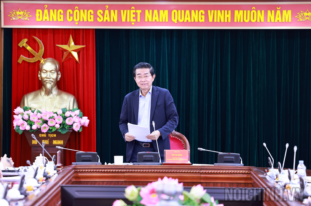 Đồng chí Võ Văn Dũng, Ủy viên Trung ương Đảng, Phó Trưởng ban Thường trực Ban Nội chính Trung ương phát biểu kết luận