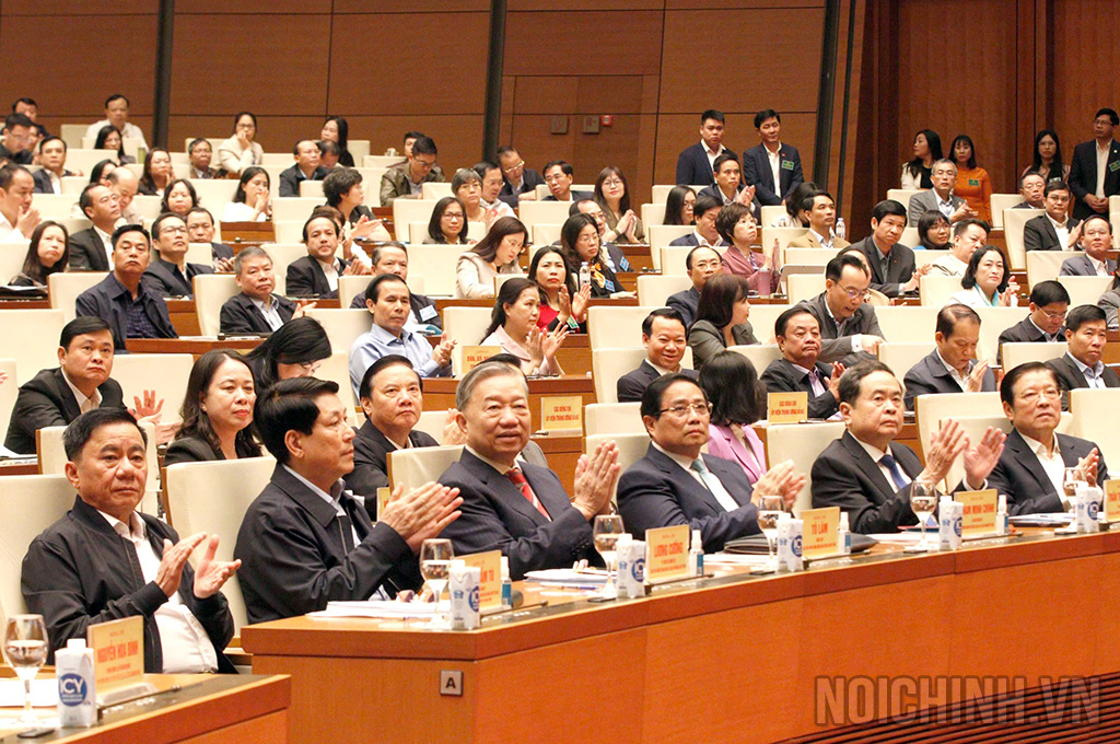 Các đồng chí lãnh đạo Đảng, Nhà nước dự tại điểm cầu Trung ương