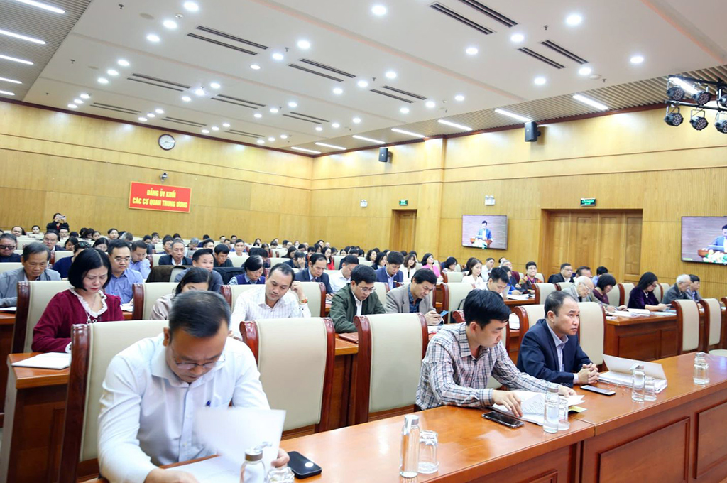 Đại biểu dự Hội nghị tại điểm cầu Đảng ủy Khối các cơ quan Trung ương