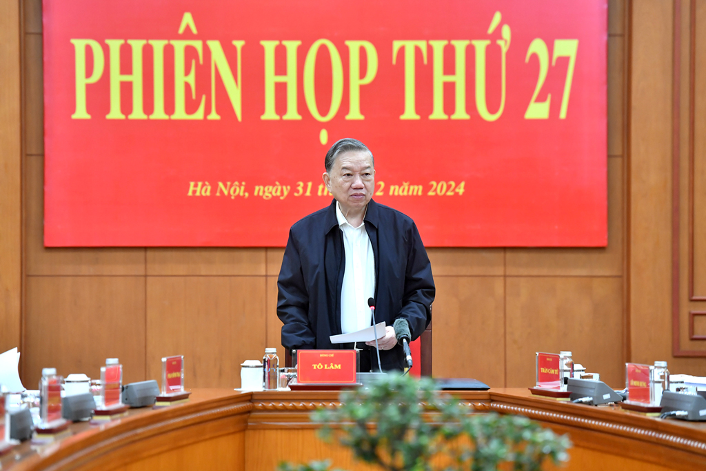 Đồng chí Tổng Bí thư Tô Lâm, Trưởng Ban Chỉ đạo Trung ương về phòng, chống tham nhũng, lãng phí, tiêu cực phát biểu chỉ đạo tại Phiên họp