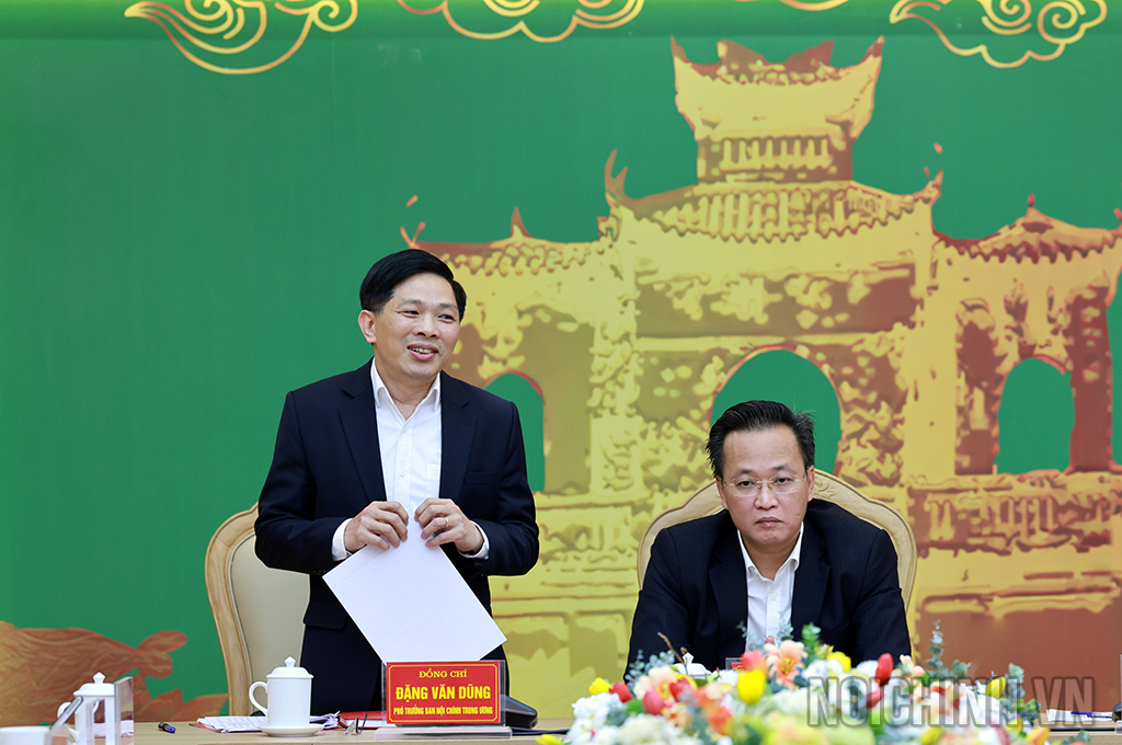 Đồng chí Đặng Văn Dũng, Phó Trưởng Ban Nội chính Trung ương phát biểu