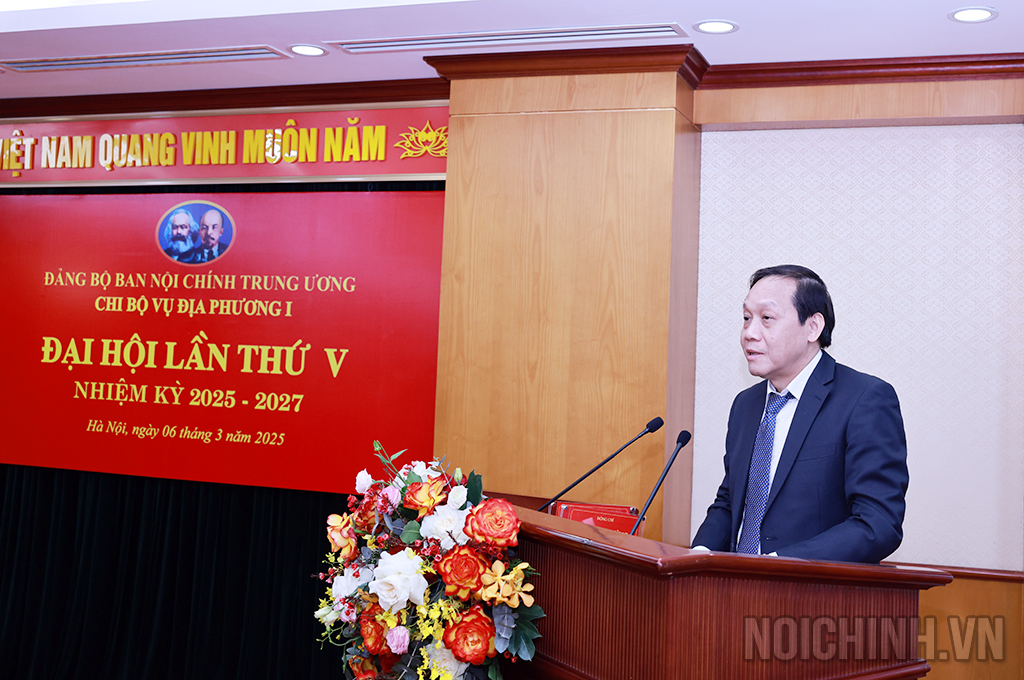 Đồng chí Nguyễn Thanh Hải, Phó Trưởng Ban, Phó Bí thư Đảng ủy cơ quan Ban Nội chính Trung ương phát biểu chỉ đạo