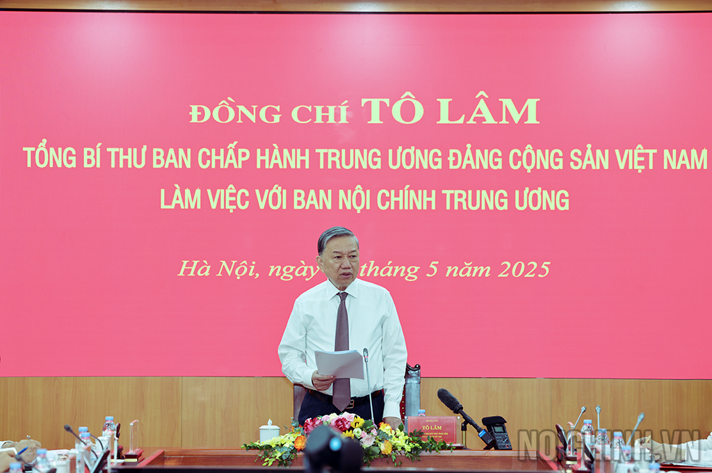 Đồng chí Tô Lâm, Tổng Bí thư Ban Chấp hành Đảng Cộng sản Việt Nam phát biểu kết luận buổi làm việc