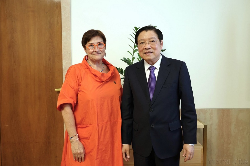 Đồng chí Phan Đình Trạc, Ủy viên Bộ Chính trị, Bí thư Trung ương Đảng, Trưởng Ban Nội chính Trung ương và Chủ nhiệm Ủy ban Đối ngoại Hạ viện Áo,  Petra Mayr