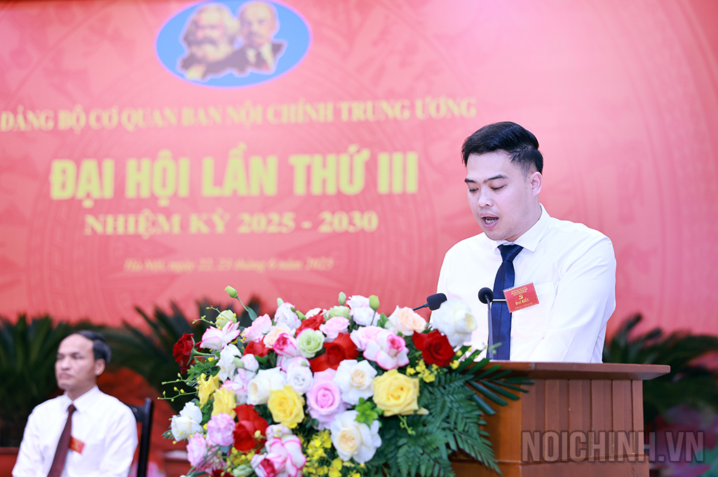 Đồng chí Cao Việt Hoàng, Bí thư Chi đoàn thanh niên Cơ quan Ban Nội chính Trung ương