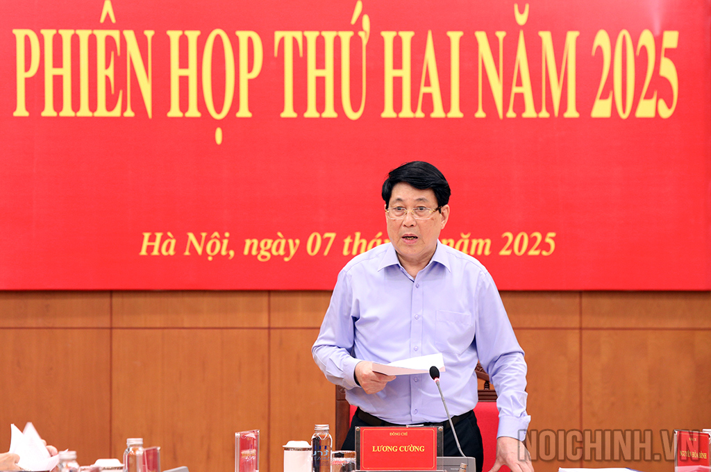 Đồng chí Lương Cường, Ủy viên Bộ Chính trị, Chủ tịch nước, Trưởng Ban Chỉ đạo Cải cách tư pháp Trung ương Kết luận Phiên họp