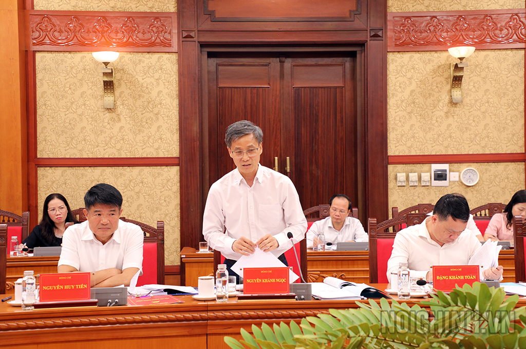 Đồng chí Nguyễn Khánh Ngọc, Chủ tịch Hội Luật gia Việt Nam, Ủy viên Ban Chỉ đạo Cải cách tư pháp Trung ương phát biểu tại Phiên họp