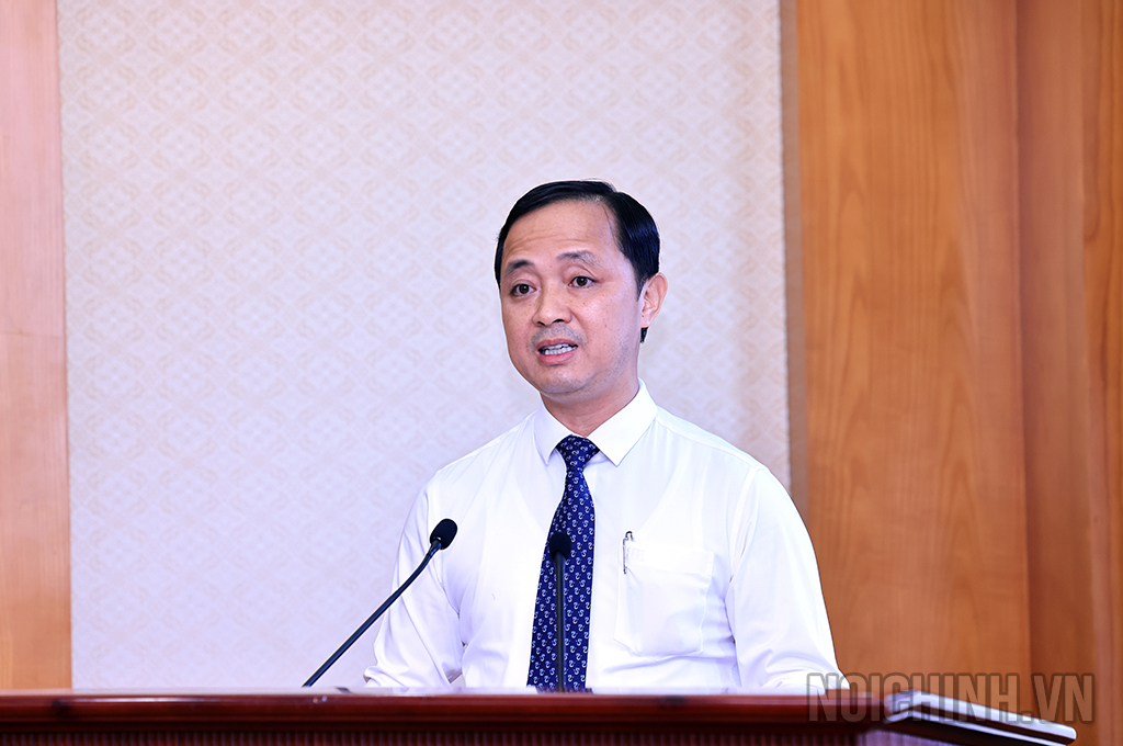 Đồng chí Nguyễn Xuân Trường, Vụ trưởng Vụ Cơ quan Nội chính, Ban Nội chính Trung ương phát biểu nhận nhiệm vụ