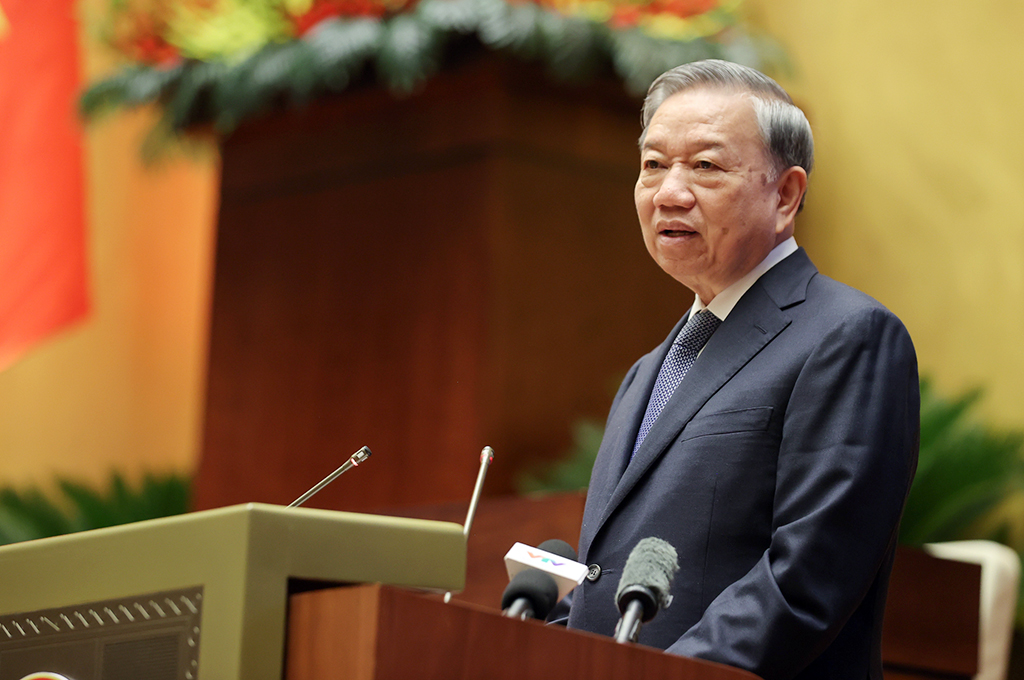 Đồng chí Tô Lâm, Tổng Bí thư Ban Chấp hành Đảng Cộng sản Việt Nam phát biểu chỉ đạo Hội nghị