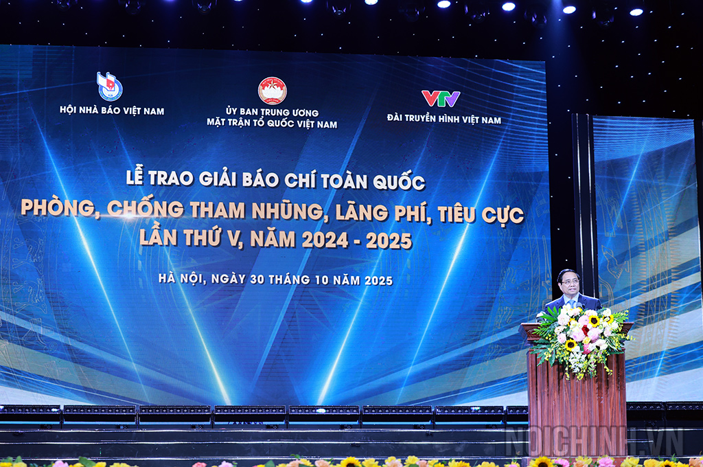 Đồng chí Phạm Minh Chính, Ủy viên Bộ Chính trị, Thủ tưởng Chính phủ nước Cộng hòa xã hội chủ nghĩa Việt Nam phát biểu tại buổi Lễ