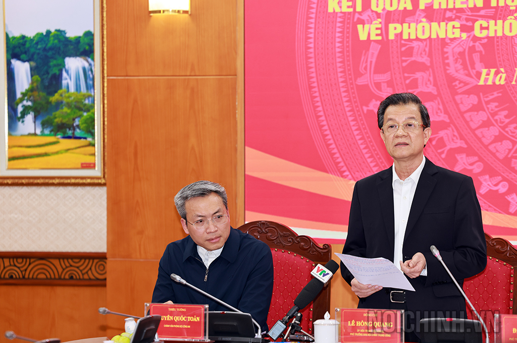 Đồng chí Lê Hồng Quang, Ủy viên Trung ương Đảng, Phó Trưởng Ban Nội chính Trung ương phát biểu