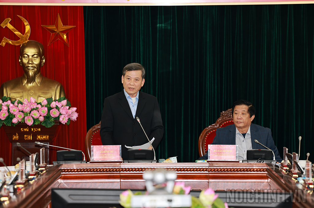 Đồng chí Lê Minh Trí, Bí thư Trung ương Đảng, Phó Trưởng ban Thường trực Ban Nội chính Trung ương phát biểu kết luận