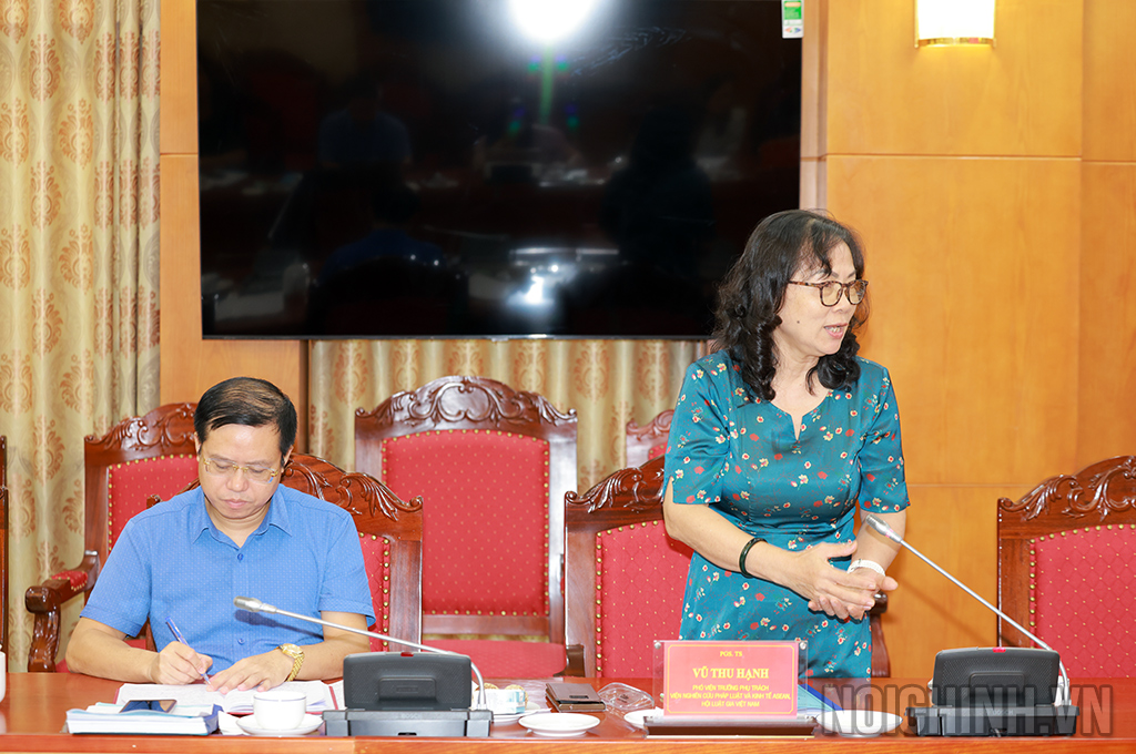 PGS.TS Vũ Thu Hạnh, Phó Viện trưởng phụ trách Viện Nghiên cứu Pháp luật và Kinh tế ASEAN, Hội Luật gia Việt Nam