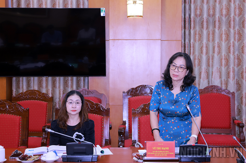 PGS.TS Vũ Thu Hạnh, Phó Viện trưởng phụ trách Viện Nghiên cứu Pháp luật và Kinh tế ASEAN, Hội Luật gia Việt Nam